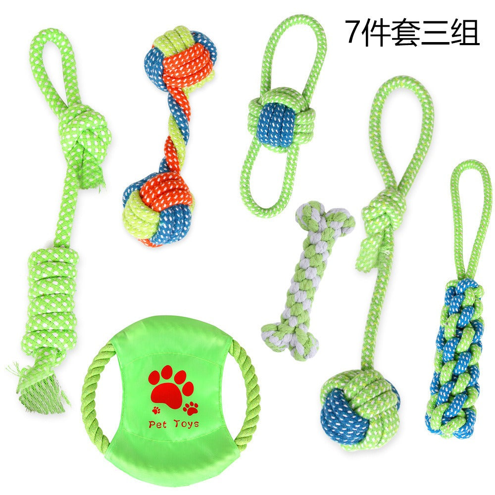 Pet Supplies Dog Cotton Rope Toy Tooth Grinding and Tooth Cleaning Dog Bite Rope Combination Set