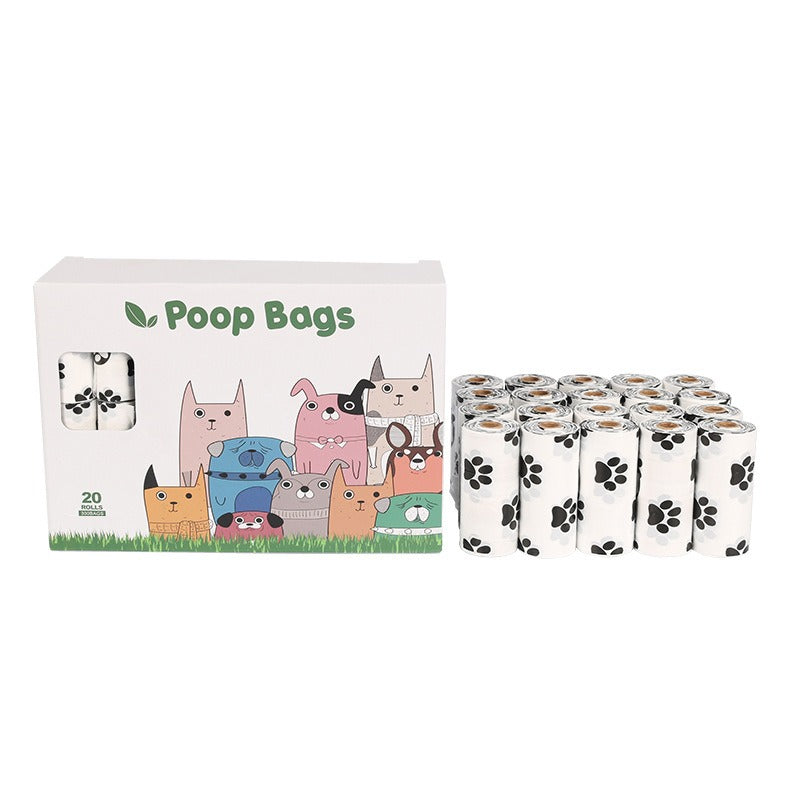 White Footprint Dog Poop Collection Bag D2W Photo Oxygen Degradation Pet Garbage Bag Pet Supplies