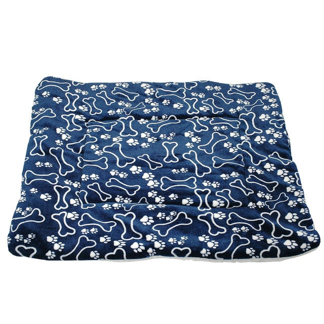 Winter Dog Bed Mat Pet Cushion Blanket Warm Paw Print Puppy Cat Fleece Beds For Small Large Dogs Cats Pad Chihuahua Cama Perro