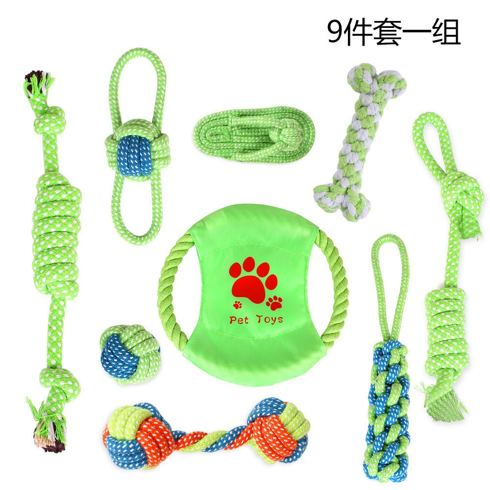 Pet Supplies Dog Cotton Rope Toy Tooth Grinding and Tooth Cleaning Dog Bite Rope Combination Set