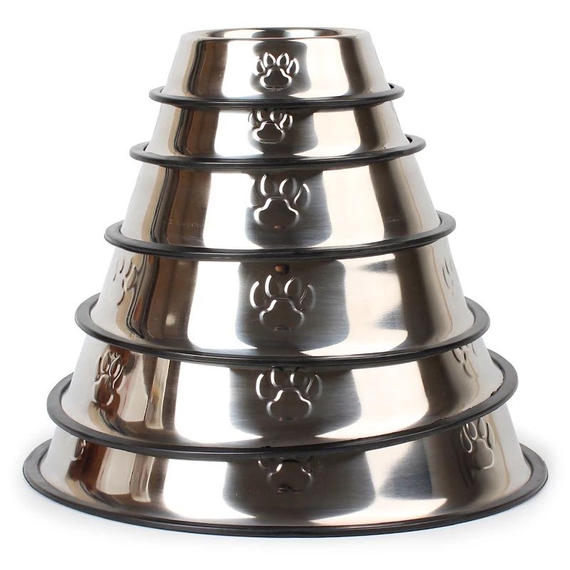 Stainless Steel Dog Bowl High-Grade Non-Slip Pet Bowl Pet Food Bowl Food Utensils 6 Sizes Pet Supplies