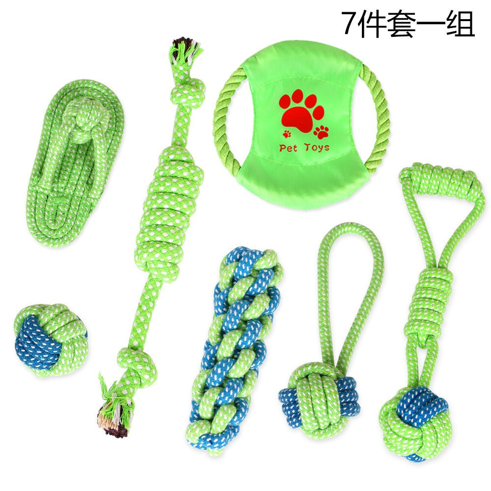 Pet Supplies Dog Cotton Rope Toy Tooth Grinding and Tooth Cleaning Dog Bite Rope Combination Set