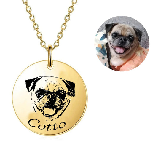 Personalized Pet Photo Necklace For Women Cute Cat Dog Birth Month Flowers Necklace Custom Animal Stainless Steel Jewelry Gift