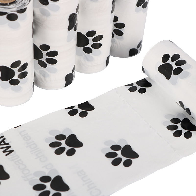 White Footprint Dog Poop Collection Bag D2W Photo Oxygen Degradation Pet Garbage Bag Pet Supplies