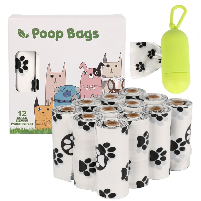 White Footprint Dog Poop Collection Bag D2W Photo Oxygen Degradation Pet Garbage Bag Pet Supplies