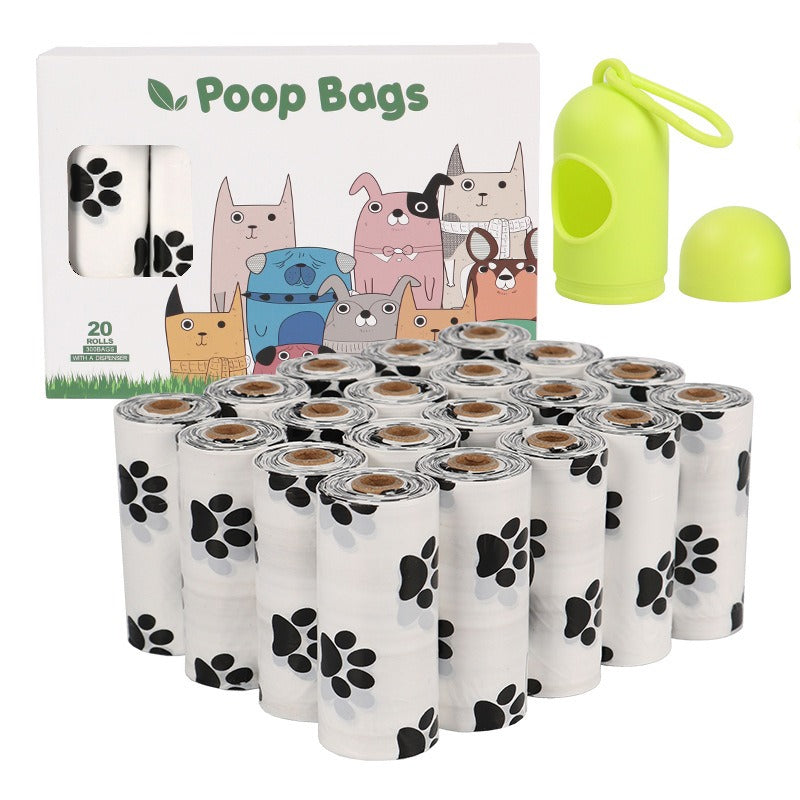 White Footprint Dog Poop Collection Bag D2W Photo Oxygen Degradation Pet Garbage Bag Pet Supplies