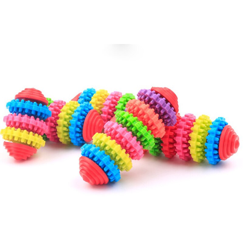 Durable Rubber Pet Dog Puppy Cat Dental Teething Healthy Teeth Clean Gums Chew Play Toy Tool Random Color