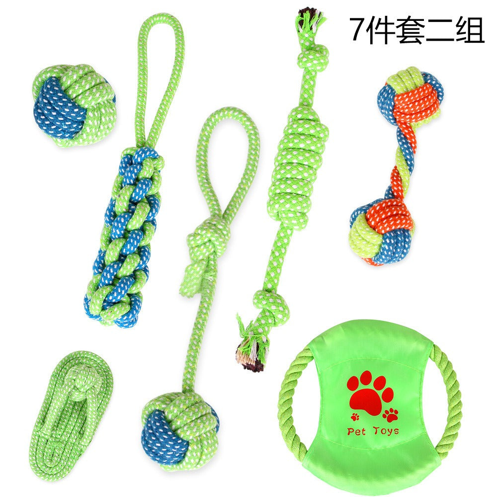 Pet Supplies Dog Cotton Rope Toy Tooth Grinding and Tooth Cleaning Dog Bite Rope Combination Set