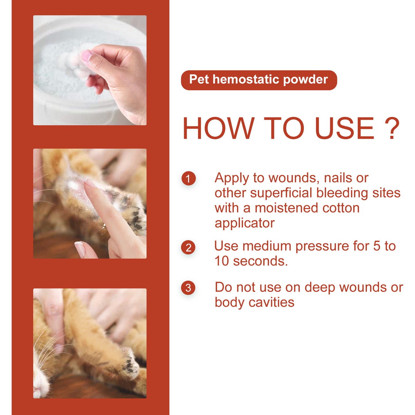 Yegbong Pet Hemostatic Powder, Skin Wound Cleaning Styptic Powder For Cats And Dogs Soothing Wound Healing Powder For Pets