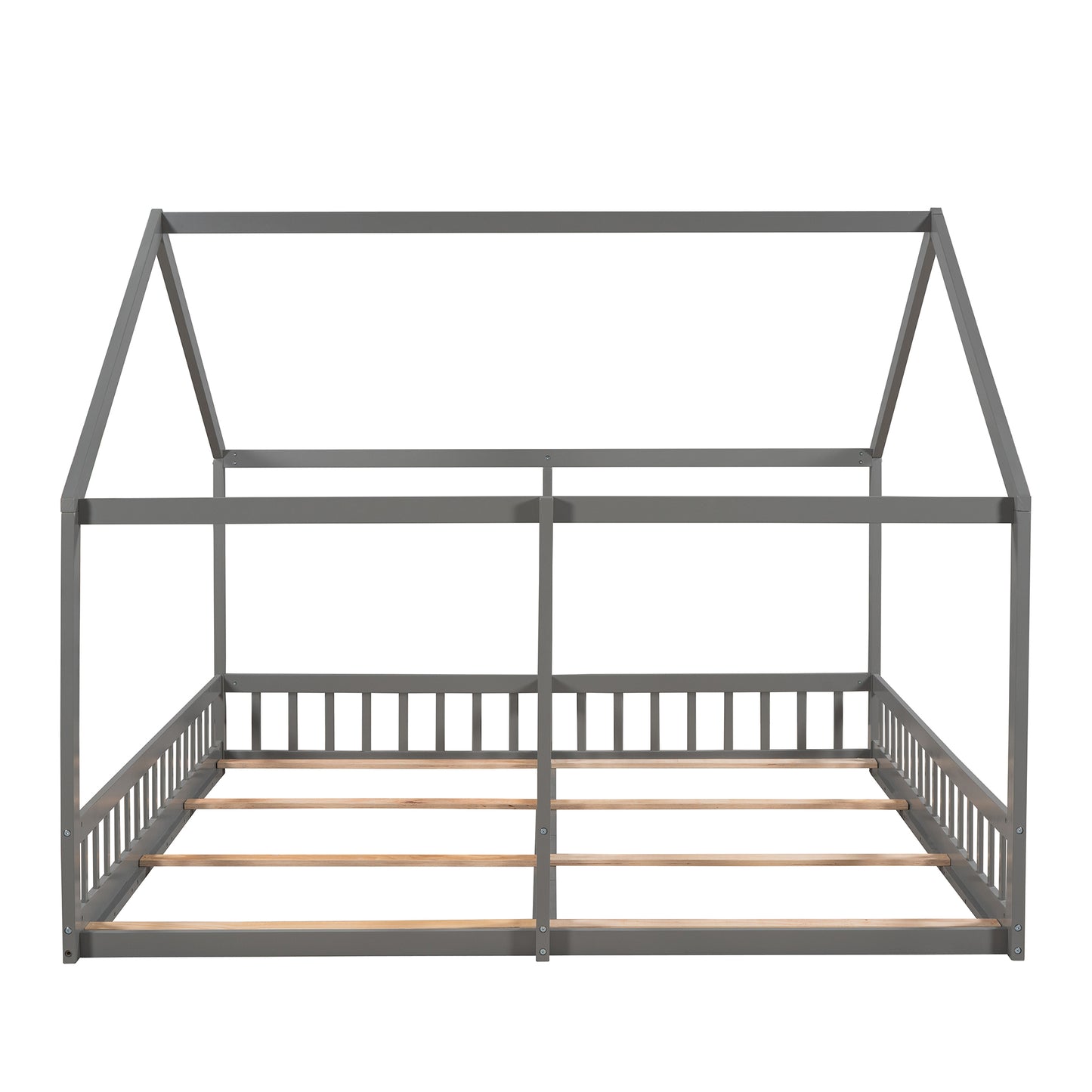 Twin Size House Platform Beds Two Shared Beds Gray