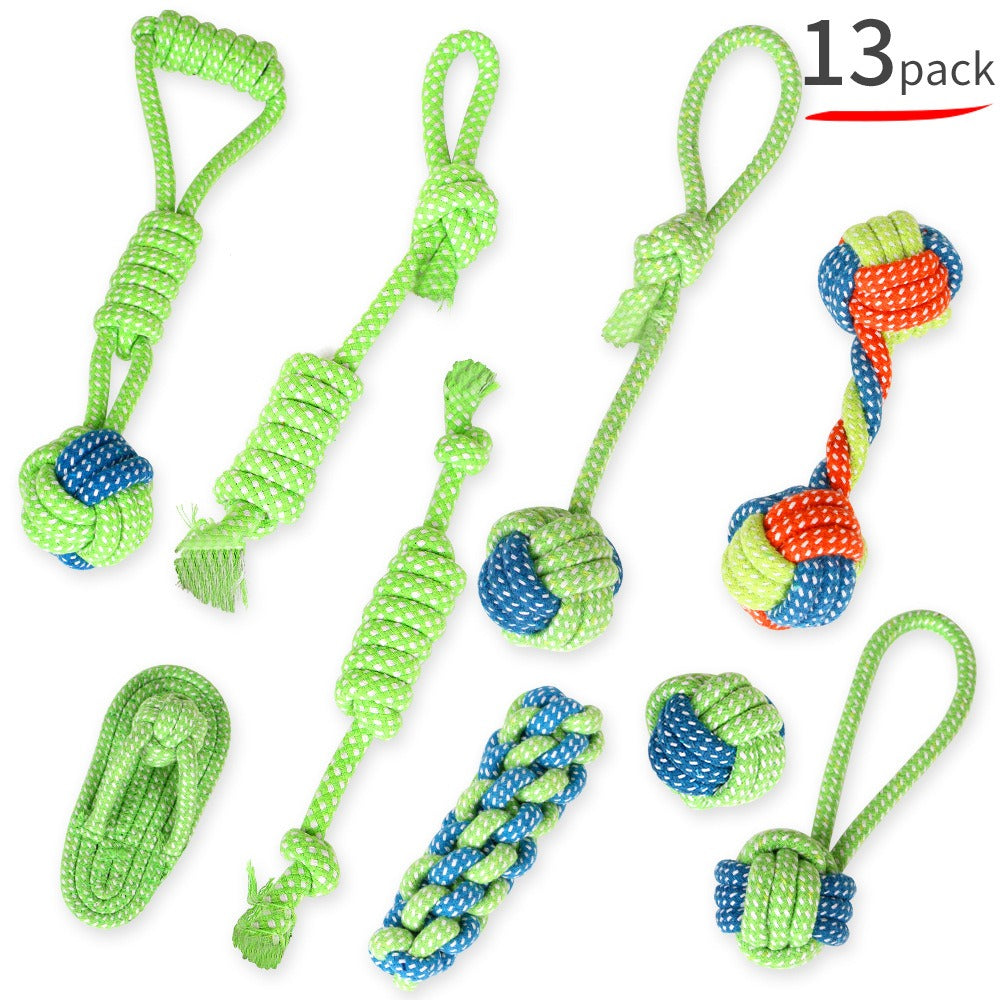 Pet Supplies Dog Cotton Rope Toy Tooth Grinding and Tooth Cleaning Dog Bite Rope Combination Set