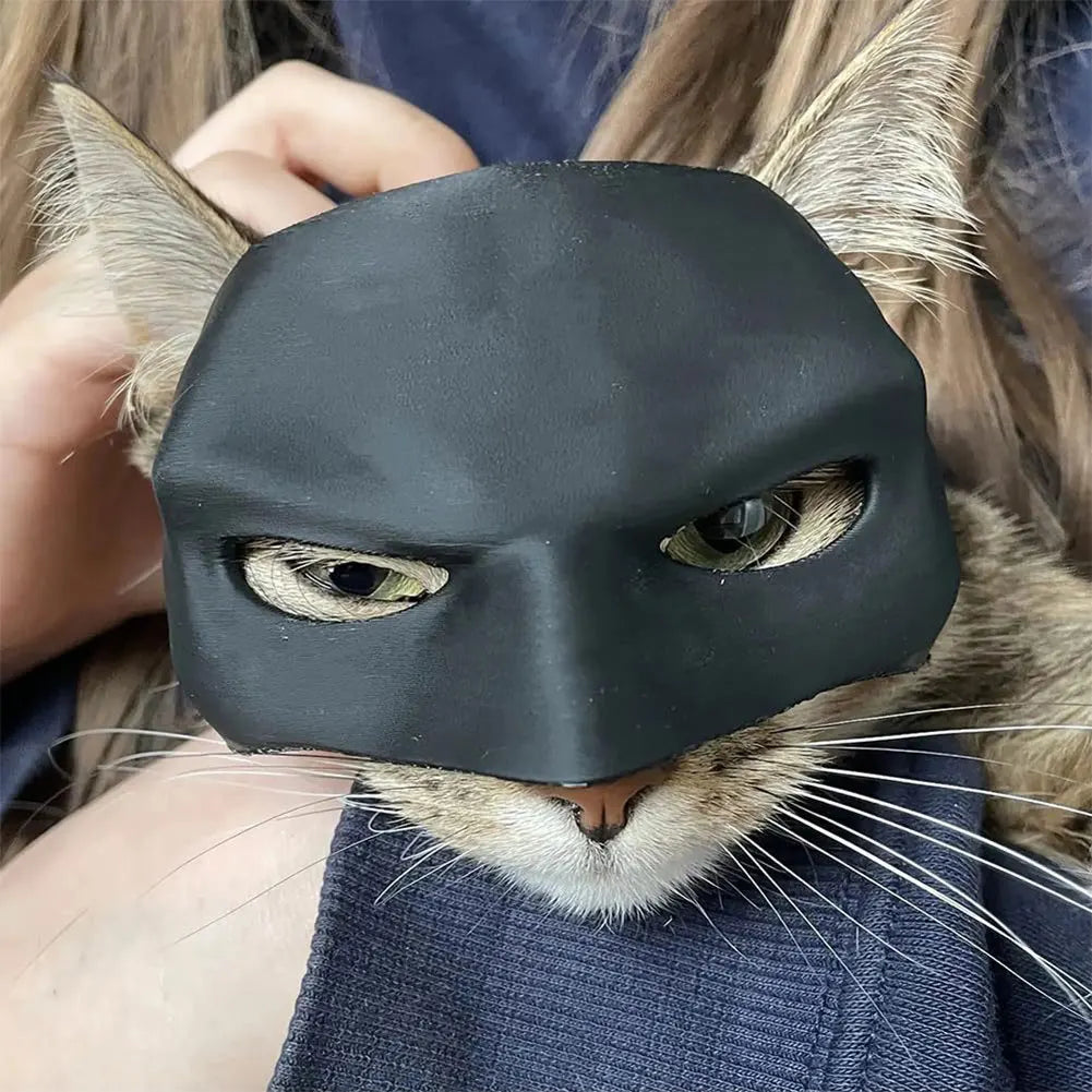 Bat Cat Avenger Mask Creative Black Cat Bat Mask Handmade Half Face Cat Mask Decorative Cat Mask for Halloween Cosplay