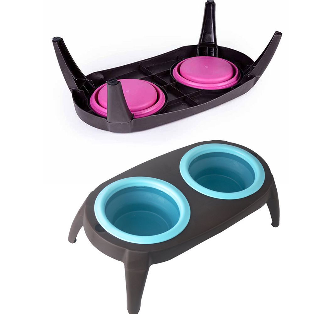 Pet Double Bowl Pet Silicone Bowl Folding Bowl Pet Bowl