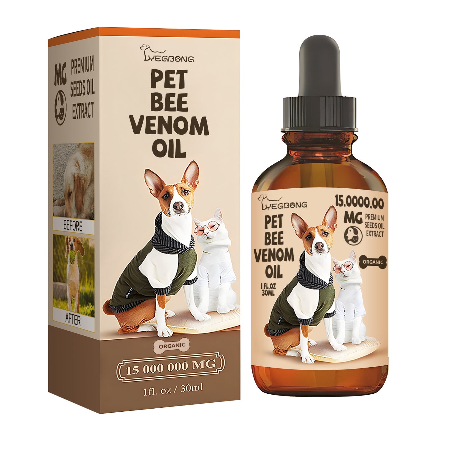 Yegbong Pet Bee Venom Oil, Joint Care For Cats And Dogs Relieves Joint Pain For Pets Pet Care Water