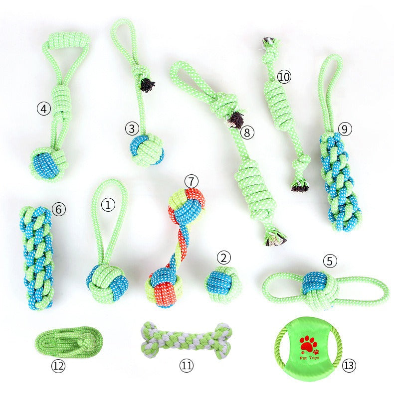 Pet Supplies Dog Cotton Rope Toy Tooth Grinding and Tooth Cleaning Dog Bite Rope Combination Set