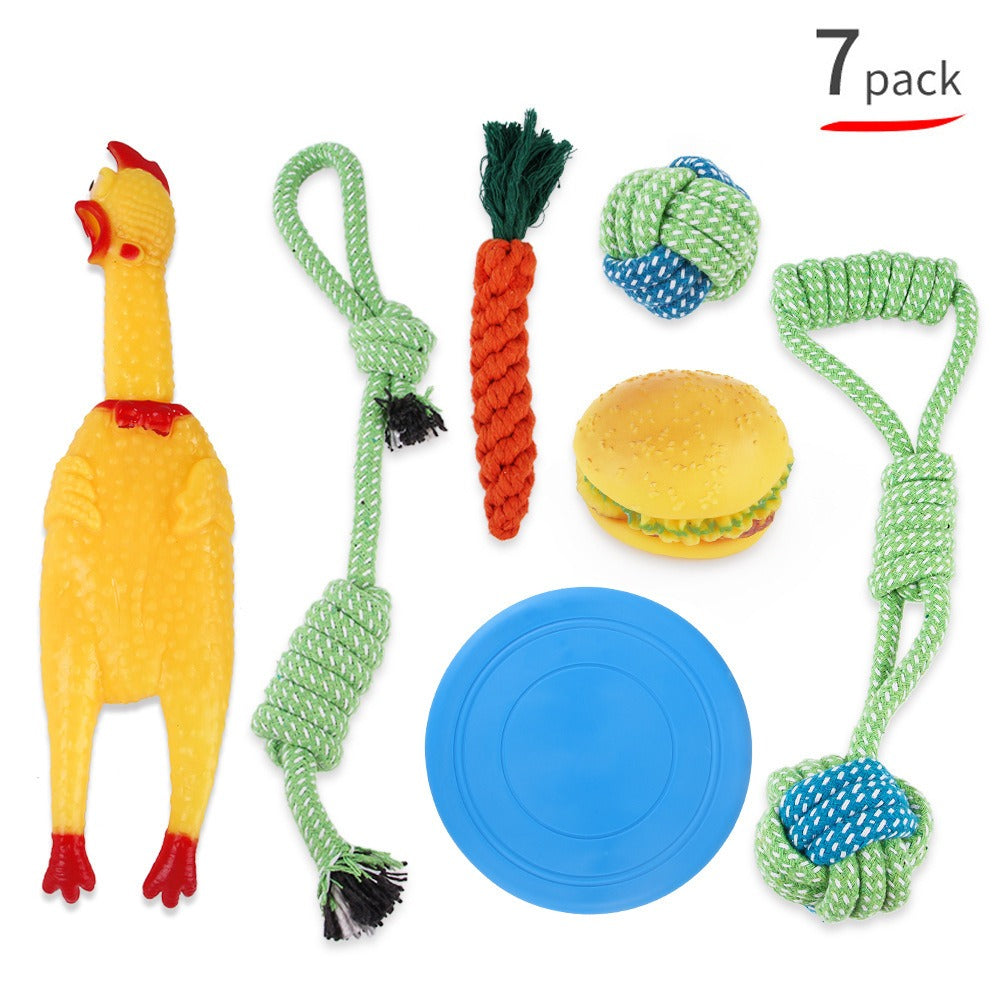 Pet Supplies Dog Cotton Rope Toy Tooth Grinding and Tooth Cleaning Dog Bite Rope Combination Set